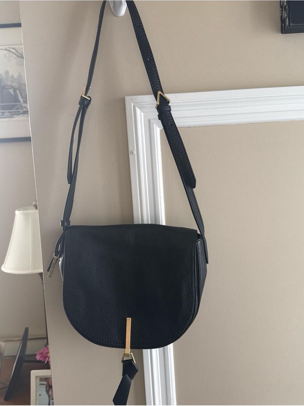 Vera Bradley Black Saddle Crossbody with Gold Accent